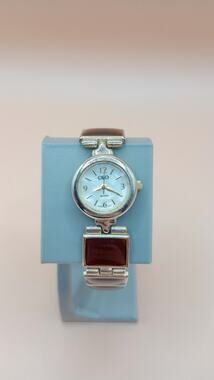 Cato Women's Watch - Clasp Closure - Silver Toned With Brown Faux Stone Inlays